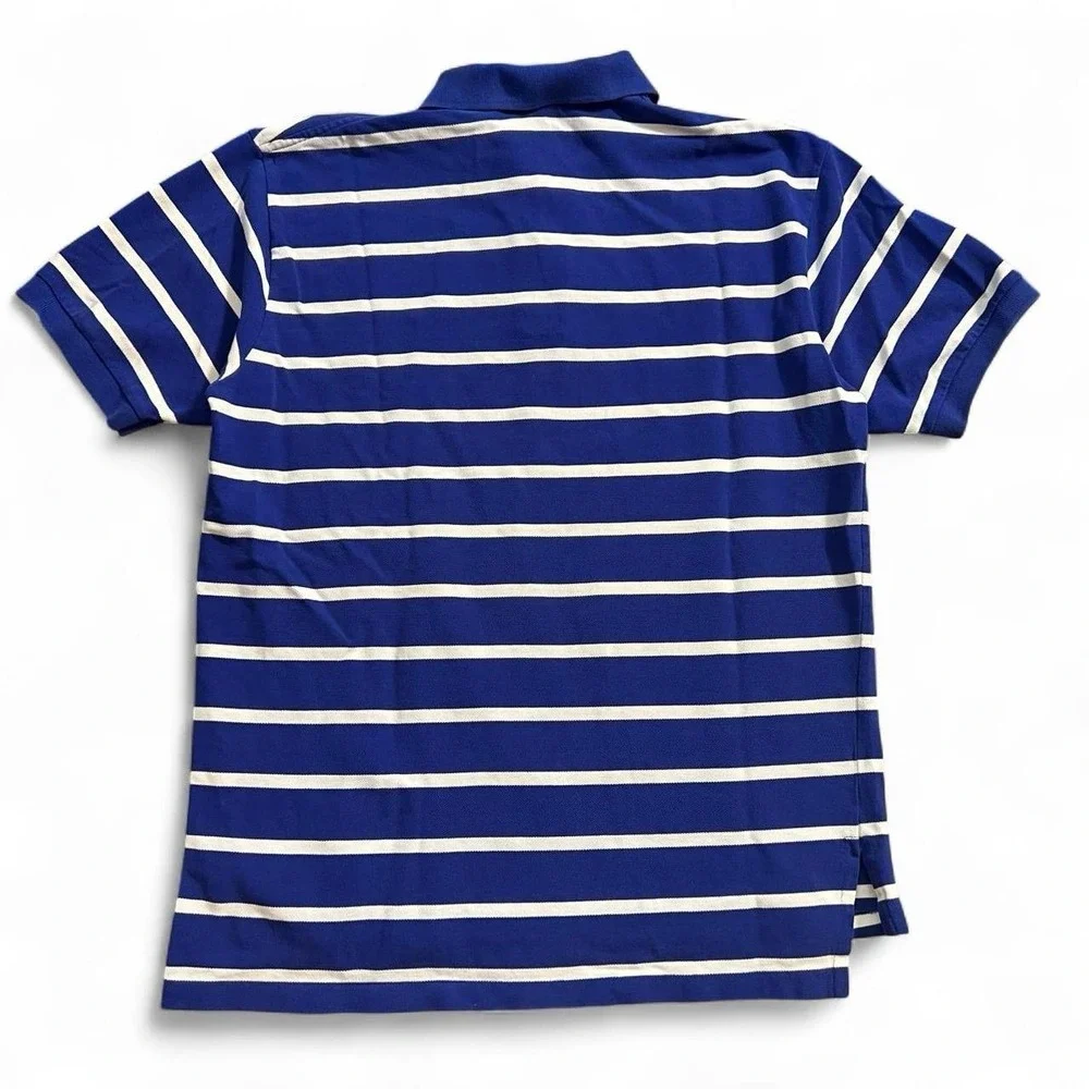 Polo Ralph Lauren Blue Striped Polo Shirt Mens Size Large Y2K Kanye College
